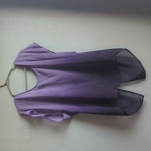 Sheer purple ombre button back top